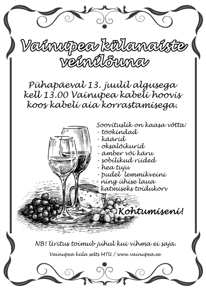 Vainupea külanaiste veinilõuna / plakat: Mario Luik